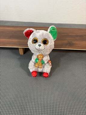 Ty Beanie Boos Mac the Christmas Mouse with Gingerbread Man 6" Plush